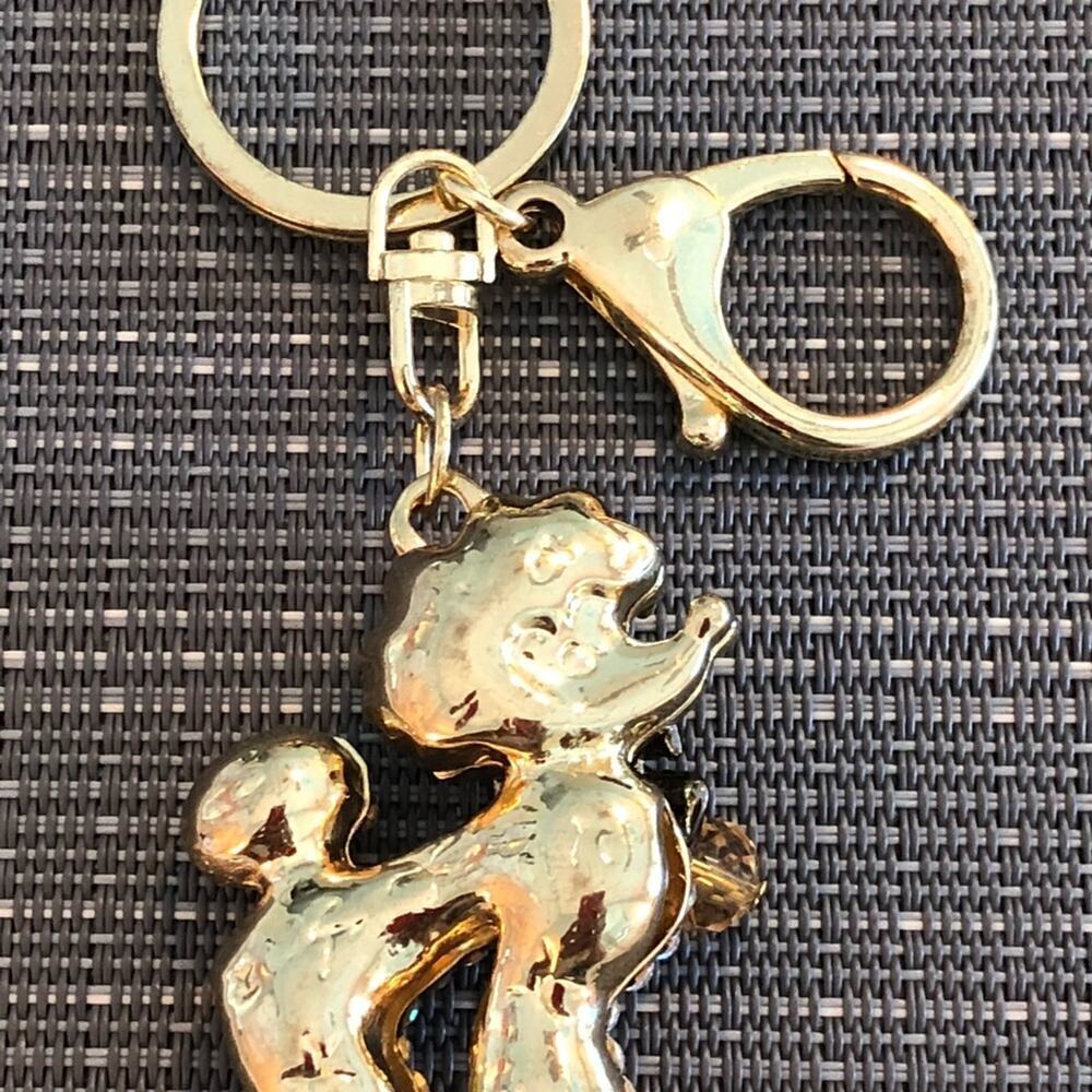 Gold Poodle Rhinestone Keychain - Picture 3 of 4